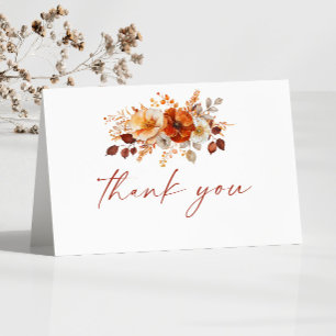 Carte De Remerciements Mariage Floral Automnal Élégant Rustique