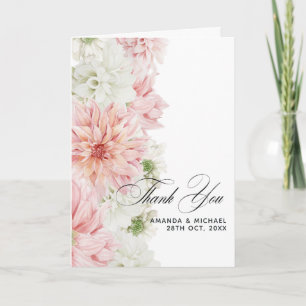 Carte De Remerciements Mariage Floral aux Dahlias Rouges