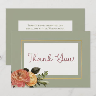 Carte De Remerciements Mariage Floral aux Fleurs de Pêche Mimosa