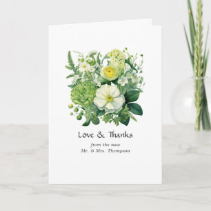 Carte De Remerciements Mariage Floral aux Teintes de Vert