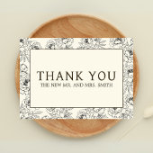 Carte De Remerciements Mariage Floral beige