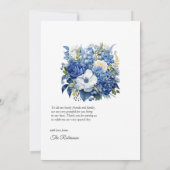 Carte De Remerciements Mariage floral blanc et marine (Dos)