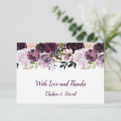 Carte De Remerciements Mariage floral blanc rose de lavande (Debout devant)
