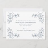 Carte De Remerciements Mariage Floral Bleu (Dos)