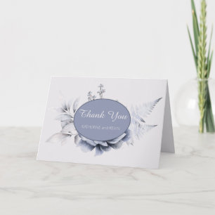 Carte De Remerciements Mariage floral bleu et blanc