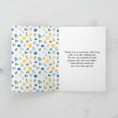 Carte De Remerciements Mariage floral bleu et jaune (Intérieur)