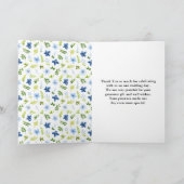 Carte De Remerciements Mariage floral bleu marine et bébé (Intérieur)