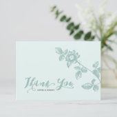 Carte De Remerciements Mariage floral bleu rustique (Debout devant)