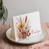 Carte De Remerciements Mariage floral Boho d'automne | Blanc