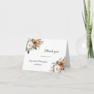 Carte De Remerciements Mariage Floral Botanique Beige Verdure Neutre