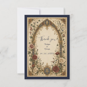 Carte De Remerciements Mariage Floral Botanique Gothique Médiéval sous un