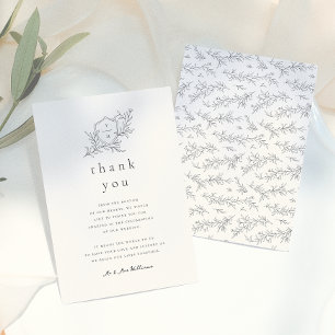 Carte De Remerciements Mariage floral botanique illustré noir et crème