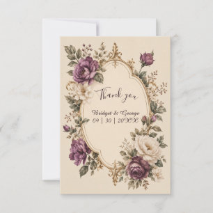 Carte De Remerciements Mariage Floral Botanique Violet Conte de Fée Médié