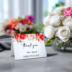 Carte De Remerciements Mariage Floral Bourgogne Terracotta