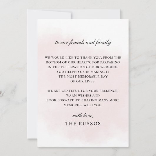 Carte De Remerciements Mariage floral Burgundy élégant Script (Dos)