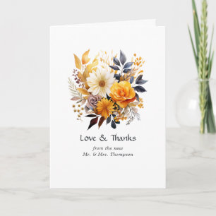 Carte De Remerciements Mariage Floral Cadran Solaire