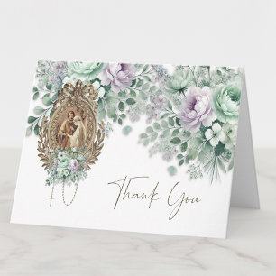 Carte De Remerciements Mariage Floral Catholique Marie & Joseph