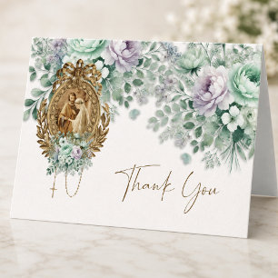 Carte De Remerciements Mariage Floral Catholique Marie & Joseph