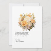 Carte De Remerciements Mariage floral couleur champagne (Dos)