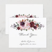 Carte de remerciements Mariage floral d'aquarelle  (Devant / Derrière)