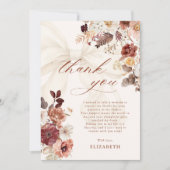 Carte De Remerciements Mariage Floral d'Automne avec Ruban Blanc (Devant)