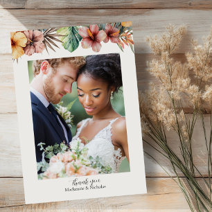 Carte de remerciements Mariage floral de Boho trop