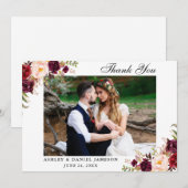 Carte De Remerciements Mariage floral de Bourgogne (Devant / Derrière)