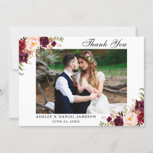 Carte De Remerciements Mariage floral de Bourgogne