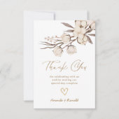 Carte De Remerciements Mariage floral de coton rustique (Devant)