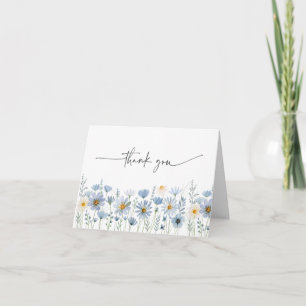 Carte De Remerciements Mariage Floral de Fleur Sauvage de Sauge Bleu Pous