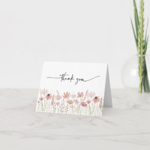 Carte De Remerciements Mariage Floral de Fleur Sauvage Terreux Neutre
