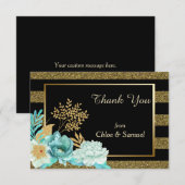 Carte De Remerciements Mariage floral de la pinte d'or (Devant / Derrière)