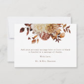 Carte De Remerciements Mariage floral de l'aquarelle d'automne (Dos)