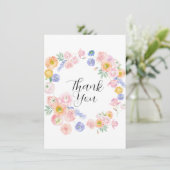 Carte De Remerciements Mariage floral de l'aquarelle de printemps (Debout devant)