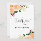 Carte De Remerciements Mariage floral de pêche (Devant)