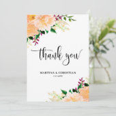 Carte De Remerciements Mariage floral de pêche (Debout devant)