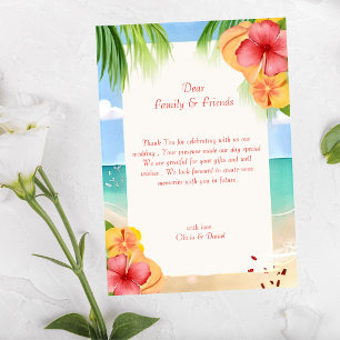 Carte De Remerciements Mariage Floral de Plage d'Ile Tropicale