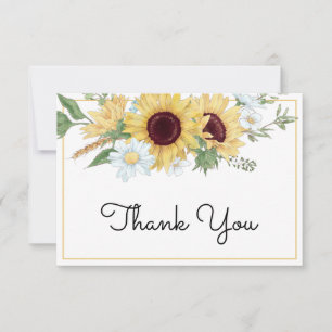 Carte de remerciements Mariage floral de tournesol
