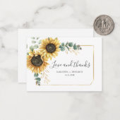 Carte de remerciements Mariage floral de tournesol (Devant/Arrière en situation)