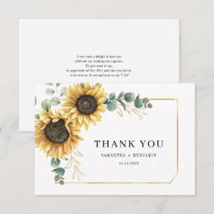 Carte De Remerciements Mariage floral de tournesol Eucalyptus