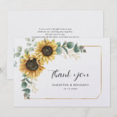 Carte De Remerciements Mariage floral de tournesol Eucalyptus (Devant / Derrière)