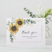 Carte De Remerciements Mariage floral de tournesol Eucalyptus (Debout devant)