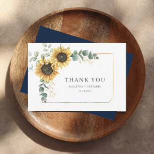 Carte De Remerciements Mariage floral de tournesol Eucalyptus