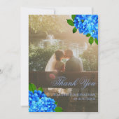 Carte De Remerciements Mariage Floral d'Hydrangea Bleu (Devant)