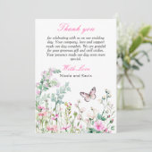 Carte De Remerciements Mariage floral du papillon vert du printemps (Debout devant)