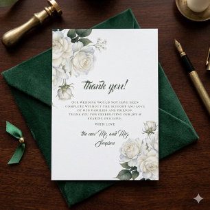 Carte De Remerciements Mariage Floral Élégant aux Roses Sauge