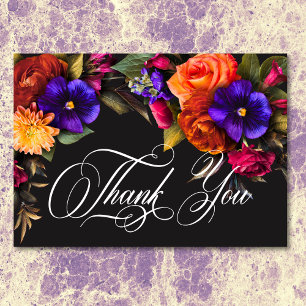 Carte De Remerciements Mariage Floral Élégant et Vibrant de Récolte Autom