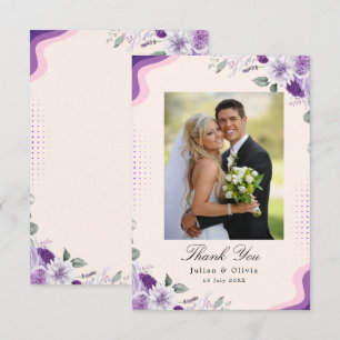 Carte De Remerciements Mariage Floral Élégant Lavande et Violet