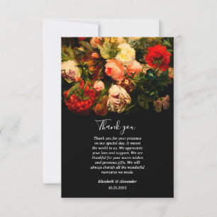 Carte De Remerciements Mariage floral élégant romantique sombre