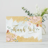 Carte De Remerciements Mariage floral en or trempé (Debout devant)